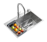 Stainless Steel Kitchen Sink - Large 60x45cm Undermount Multifunctional Sink with Swivel Faucet & Soap Dispenser for Easy Cleaning and Modern Design