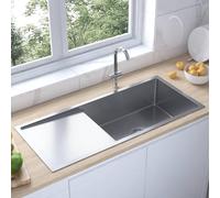 Stainless Steel Kitchen Sink, Overmount Single Bowl Modern Style Deep Basin for Efficient Use in Home or Commercial Kitchens