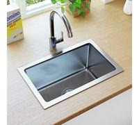 Stainless Steel Kitchen Sink, Overmount Single Bowl Modern Style Deep Basin for Efficient Use in Home or Commercial Kitchens