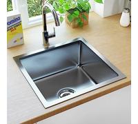 Stainless Steel Kitchen Sink, Overmount Single Bowl Modern Style Deep Basin for Efficient Use in Home or Commercial Kitchens