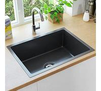 Stainless Steel Kitchen Sink, Overmount Single Bowl Modern Style Deep Basin for Efficient Use in Home or Commercial Kitchens