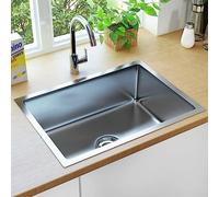 Stainless Steel Kitchen Sink, Overmount Single Bowl Modern Style Deep Basin for Efficient Use in Home or Commercial Kitchens