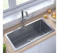 Stainless Steel Kitchen Sink, Overmount Single Bowl Modern Style Deep Basin for Efficient Use in Home or Commercial Kitchens