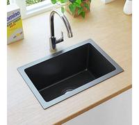 Stainless Steel Kitchen Sink, Overmount Single Bowl Modern Style Deep Basin for Efficient Use in Home or Commercial Kitchens