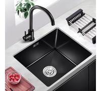 Stainless Steel Kitchen Sink, Rectangular Single Bowl, Modern Built-in Washbasin with Drain Basket, Universal Design for Easy Cleaning