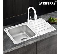 JASSFERRY Welding Style Stainless Steel Kitchen Sink Single One Bowl Reversible Drainer with Strainer Waste 860 X 500 mm - 10 Years Warranty