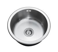 Stainless Steel Kitchen Sink Single Bowl Round with Strainer and Overflow, Modern Built-in Design for Kitchen, Dining Room, Bar and Small Campervans