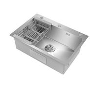 Stainless Steel Kitchen Sink Single Bowl Sink Undermount Kitchen 68 * 45 * 21cm 304 Stainless Steel Single Bowl, Brushed Finish X-Deflector Drain, with Strainer Basket, Family Laundry Utility Room