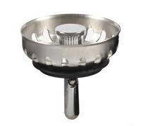 Stainless Steel Kitchen Sink Strainer Waste Basket Drain Filter 52mm with Rubber Seal for G1-1/2 Inch Valve Drains, Adjustable Depth Eccentric Spigot, Rust Resistant Silver Replace