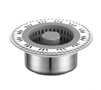Stainless Steel Kitchen Sink Strainer With Silicone Edge For Quick Drainage And One Click Cleaning, Long Lasting Food Particle Trap For Home Plumbing Fixtures, Easy Maintenance Basket In Silver Tone