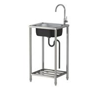 Stainless Steel Kitchen Sink Utility,Commercial Single Bowl Sinks with Faucet Portable Kitchen Sink Free Standing for Indoor Outdoor for Garage,Laundry,Farmhouse,Backyar