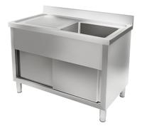 Stainless Steel Kitchen Sink With Cabinet 120 x 65 cm - Commercial Sinks by Royal Catering Silver