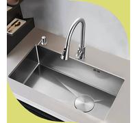 Stainless Steel Kitchen Sink with Faucet and Drain Kit, Single Bowl Drop-in Design for Home Use