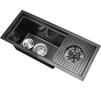 Stainless Steel Kitchen Sink with Pull Out Tap and Waste Strainer, Large Capacity Undermount Sink for Kitchen, Bar, Balcony, Camp