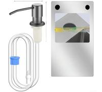 Stainless Steel Kitchen Soap Dispenser With 1 Meter Flexible Silicone Hose One Touch Press Mechanism Fits 26 To 40mm Sink Holes No Drilling Required Black Color(H)