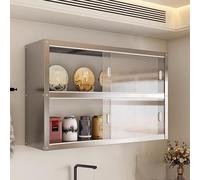 Stainless Steel Kitchen Storage Cabinet - Wall-Mounted with Transparent Sliding Door 25kg Capacity 2 Installation Methods Ideal for Living Rooms & Bathrooms (100x30x70cm)
