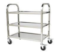 Stainless Steel Kitchen Storage Cart 3-Tier Rolling Utility Trolley with Lockable Wheels Ideal for Hotel & Restaurant 85x45x90cm Desserte Cuisine & Garde-Manger