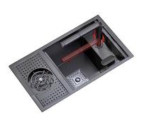 Stainless Steel Kitchen SXSLTSA Concealed Worktop Mini Single with Cover High Pressure Cup Washer 360° Swivel/Pull-Out Lift Tap (Color : Black, Size 60x40cm)