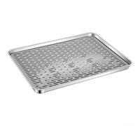 Stainless Steel Kitchen Tea Tray With Detachable PP Drain Grid For Dish Drying Vegetable Draining And Countertop Food Prep Zones(23.5 * 17.5 * 2.5(CM))