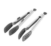 Stainless Steel Kitchen Tongs, Stainless Steel Kitchen Food Tongs Set Toaster Steak Pie Pizza Pasta Spaghetti Noodles Salad Fruit Vegetable Grill BBQ Buffet Clamp Serving Tools GAD (Black * 2 (with