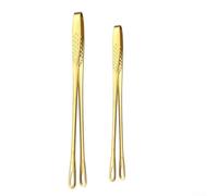 Stainless Steel Kitchen Tweezers 2 Pack Straight Grill Tools for Precise Handling and Serving of Food during Cooking and Barbecue (Gold)