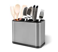 Stainless Steel Kitchen Utensils Holder | Large Anti Rust Cutlery Caddy | Detachable Kitchen Cutlery Holder 4 Compartments | Anti Slip Spoon, Knife and Fork Holder | 18 X 13 X 8.6cm Utensil Holder
