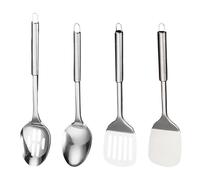 Stainless Steel Kitchen Utensils Set - 4 Essential Pieces for Cooking & Serving, Including Spatula, Serving Spoon, and Slotted Spoon - Perfect for Home, Restaurant, and Banquet Use