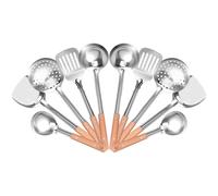 Stainless Steel Kitchen Utensils Set, Cooking Utensil Set, Turner & Wok Shovel with Wooden Handles,Nonstick & Heat Resistant Kitchen Gadget Essentials for Home Restaurant Apartment(10pcs)