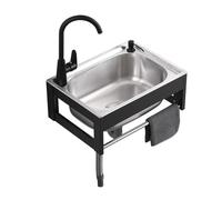Stainless Steel Kitchen Utility Sink, Wall Mount Outdoor Garden Sink Single Bowl, Hand Basin for Bar, Laundry, Garage, Backyard(52x38x21cm)