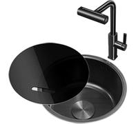 Stainless Steel Kitchen with Angle Valve Water Drainer Cover Inlet Pipe Pull The Flying Rain Faucet(28 * 28CM)