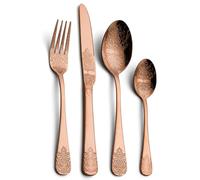 Stainless Steel Knife Fork, Bamboo Knives Forks16 Piece Gold Silverware Set, Flatware for 4,Elegant Palace Inspired Cutlery