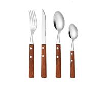 Stainless Steel Knife Fork, Bamboo Knives ForksStainless Wooden Handle Silverware Set,Elegant Western Cutlery,Contains, Spoon (B)