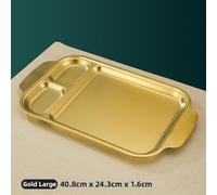 Stainless Steel Korean Roasting Tray With Shallow Divided Sections For Portion Control, Compatible With Microwave, Oven, And Dishwasher, For Heating And Serving Meals(Gold3)