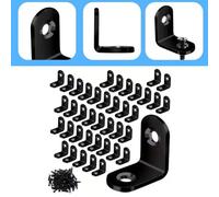 Stainless Steel L Brackets, 40-Piece Right-Angle Corner Supports with 80 Screws, 20mm/25mm/30mm Black for Wood Furniture & Drawers