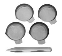 Stainless Steel Lab Spatula with Integrated Tray and Curved Scoop | Dual-end Design with Rounded and Pointed Ends, Burr-free Edge, Nonslip Base, for Resin Powder and Tiny Beads