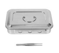 Stainless Steel Laboratory Instrument Tray with Lid Silver Square | Smooth surface, easy-clean design, dust protection, for scientific research and lab operations