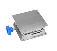 Stainless Steel Laboratory Lifting Platform Stand, Adjustable Scissor Rack for Physics Chemistry Biology Experiments, 100x100x160mm with Blue or Black Handle (Blue Handle)