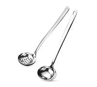 Stainless Steel Ladle,18/8 Slotted ladle Scoop Set of 2 for Easy Hanging,Cooking Utensils Set for Kitchen(11.7 inch)