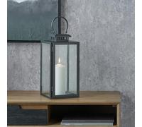Stainless Steel Lantern for LED Candles | Metal and Glass Decorative Lantern for Indoor | Rectangular Lantern Candle Display (Black, W18 x D19 x H39cm)