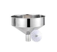Stainless Steel Large Funnel 25 cm Stainless Steel Kitchen Kitchen with Removable Filter Metal Cooking Funnel for Transferring Liquid Grains (Color : Silver, Size : 25/3.8cm)