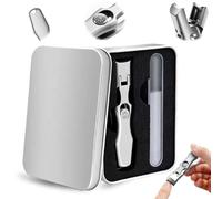 Stainless Steel Large Mouth Nail Clippers, 2025 Upgrades Large Wide Jaw German Clipper for Thick Nails, Angled Head Long Handled Toe Nail Clippers with Wide Jaw Opening (with rubbing Strips-Silver)