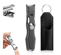 Stainless Steel Large Mouth Nail Clippers, 2025 Upgrades Large Wide Jaw German Clipper for Thick Nails, Angled Head Long Handled Toe Nail Clippers with Wide Jaw Opening (Black)
