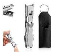 Stainless Steel Large Mouth Nail Clippers, 2025 Upgrades Large Wide Jaw German Clipper for Thick Nails, Angled Head Long Handled Toe Nail Clippers with Wide Jaw Opening (Silver)