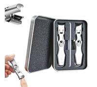 Stainless Steel Large Mouth Nail Clippers, 2025 Upgrades Large Wide Jaw German Clipper for Thick Nails, Angled Head Long Handled Toe Nail Clippers with Wide Jaw Opening (Combination-Silver)