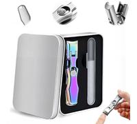 Stainless Steel Large Mouth Nail Clippers, 2025 Upgrades Large Wide Jaw German Clipper for Thick Nails, Angled Head Long Handled Toe Nail Clippers with Wide Jaw Opening (with rubbing Strips-Colorful)