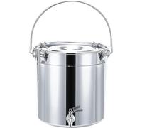 Stainless Steel Large Stock Pot with Lid Spigot 34L Multifunctional Soup Bucket for Restaurants Water Herbal Tea Bucket Sauce Pot 304 Stainless Steel (Silver 21