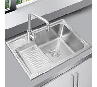Stainless Steel Laundry Sink with Washboard - Utility Sink Basin for Household Tasks, Includes 4 Piece Kit for Washing Clothes