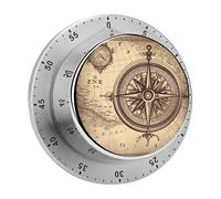 Stainless Steel Law of The Compass Navigation Kitchen Timer Chef Cooking Timer Clock with Loud Alarm Magnetic Countdown Countup Timers for Fitness Baking Studying