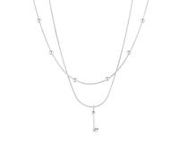 Stainless Steel Layered Initial A Necklace for Women, Silver Double Layer Beaded Chain Necklace with Cursive Letter A Pendant, Dainty Personalized 26 Alphabet Name Necklaces Jewelry Gift for Her (I)