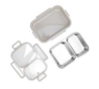Stainless Steel Leak - Resistant Lunch Box, 2 Compartment 1.2L Stainless Steel Lunch Box，Portable Container Sealed Odorproof Stainless Steel Lunch Box (Grey)